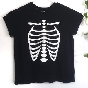 Mens XXL Skeleton Black Short Sleeve Halloween Tee